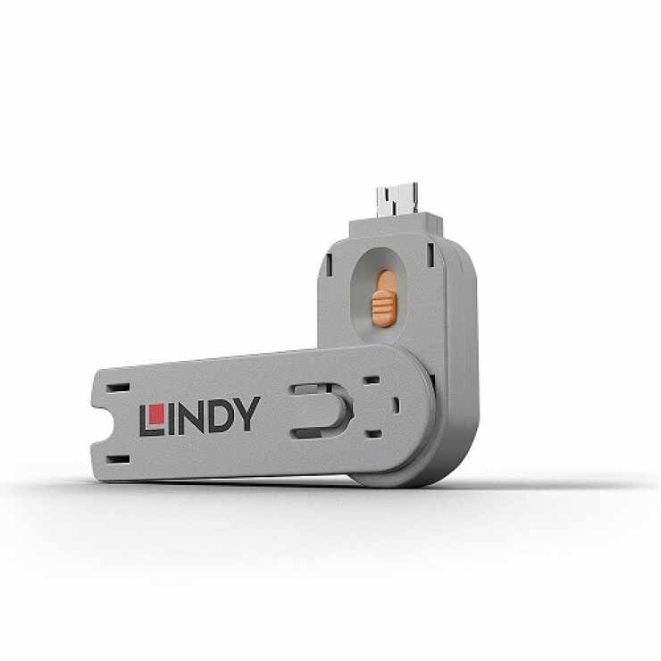 Cheie pentru blocarea portului USB-A (L40463 & L40453) Orange, Lindy L40623