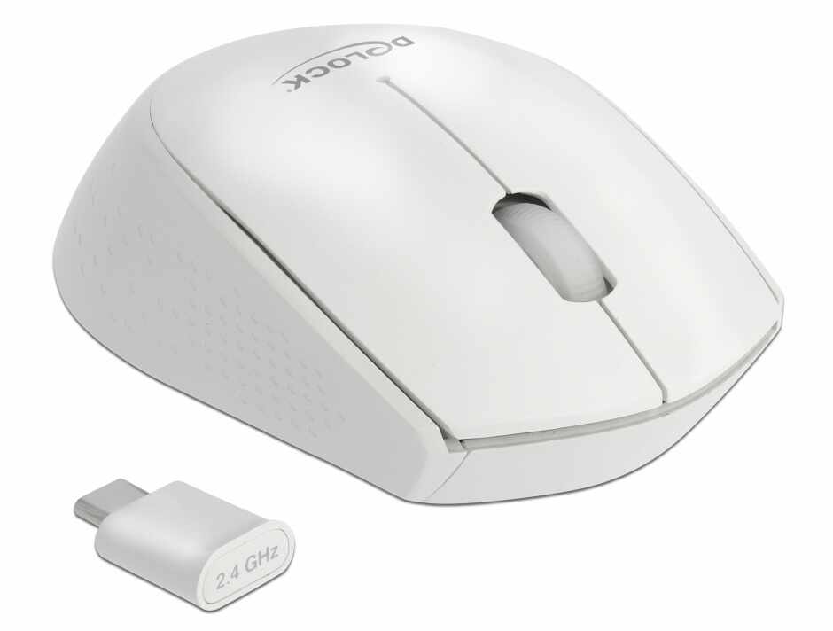 Mouse mini optic wireless USB-C Alb, Delock 12668