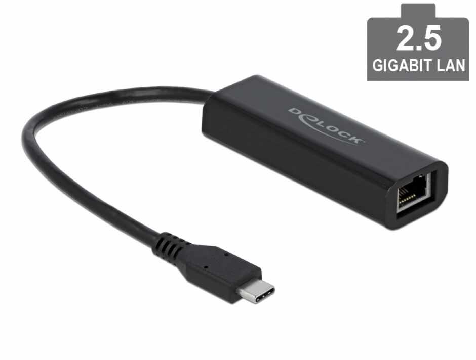 Adaptor USB 3.1-C la 2.5 Gigabit LAN, Delock 66298