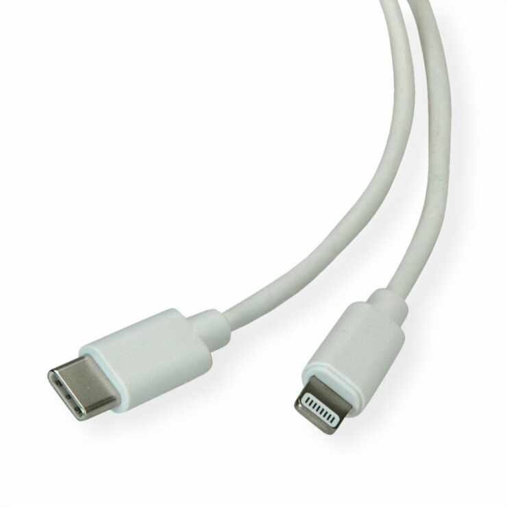 Cablu de date + incarcare USB-C la iPhone Lightning MFI T-T 1m Alb, Roline 11.02.8323