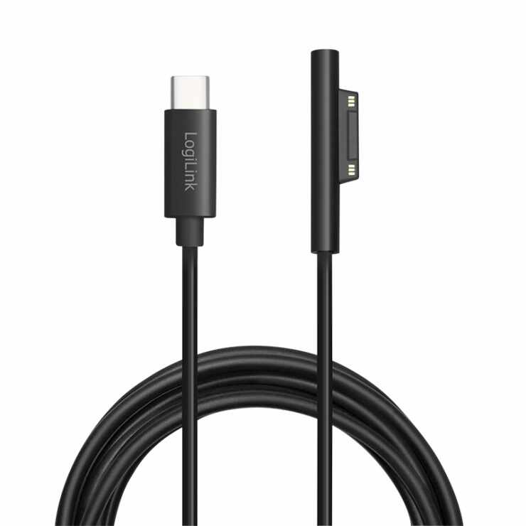 Cablu de incarcare USB-C la Microsoft Surface 1.8m Negru, Logilink PA0224
