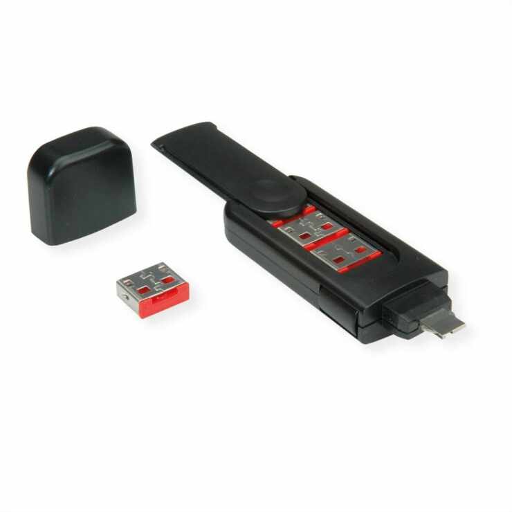 Cheie pentru securizarea portului USB + 4 blocatoare, Roline 11.02.8330