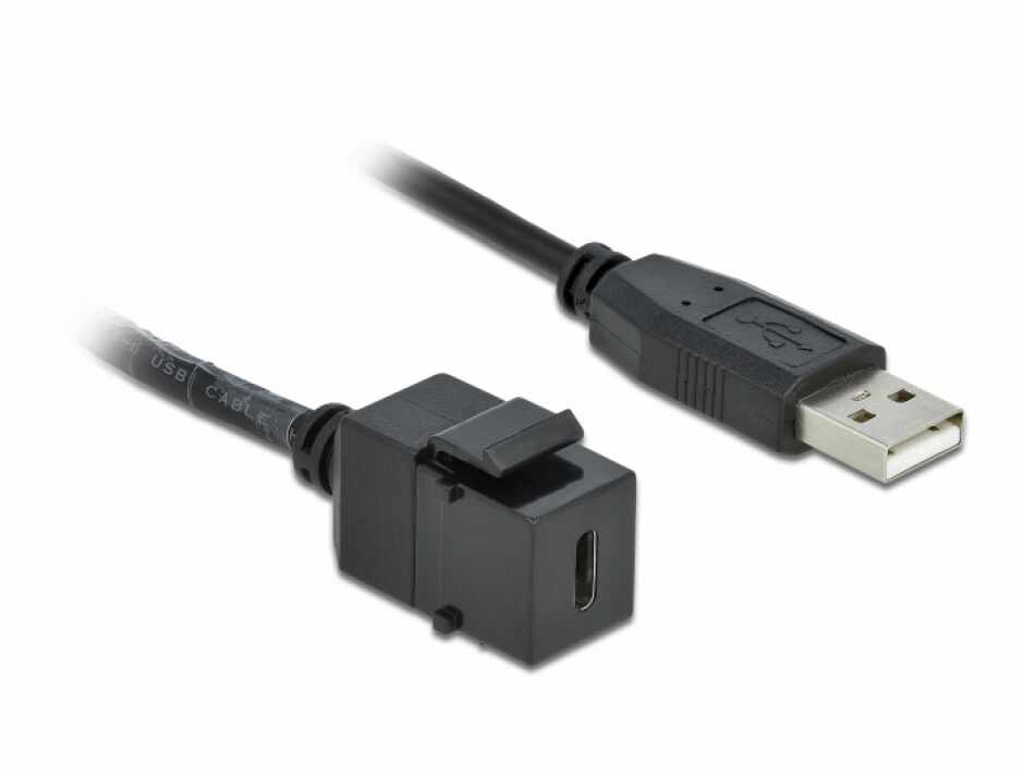 Modul keystone USB 2.0-C la USB-A M-T 25cm, Delock 86378
