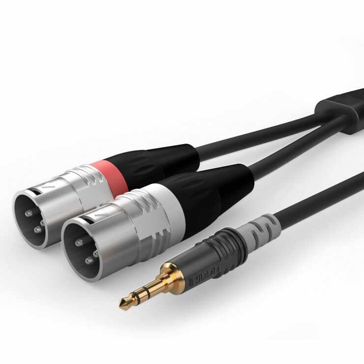 Cablu audio jack stereo 3.5mm la 2 x XLR 3 pini T-T 1.5m, HBA-3SM2-0150