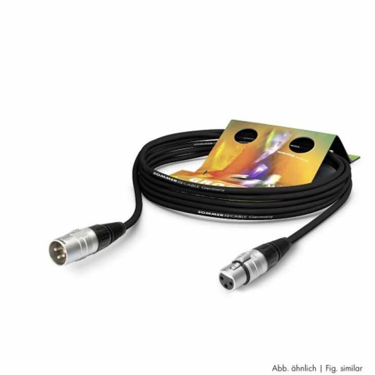 Cablu prelungitor XLR 3 pini T-M 3m Negru, SGHN-0300-SW