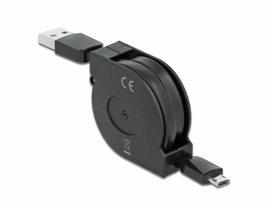 Cablu retractabil EASY-USB 2.0-A la micro USB-B, Delock 85761