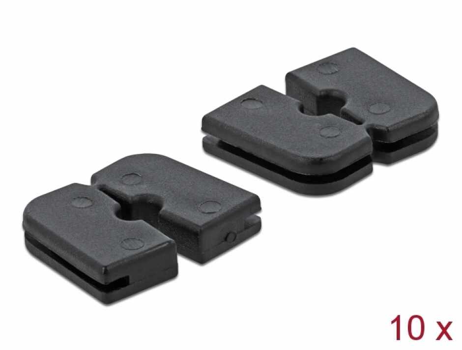 Set 10 buc protectie cabluri dreptunghiular - diametru 2.2 mm Negru, Delock 60258