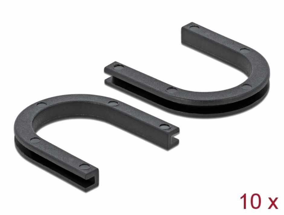 Set 10 buc protectie cabluri forma U - diametru 17.5mm Negru, Delock 60273