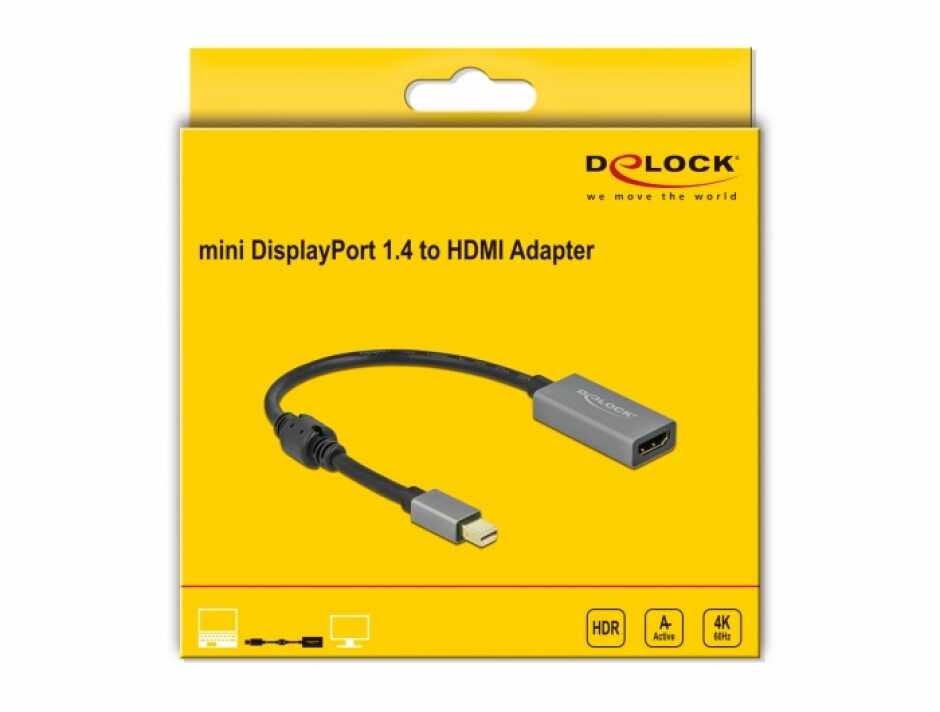 Adaptor activ mini DisplayPort 1.4 la HDMI 4K60Hz (HDR) T-M, Delock 66570