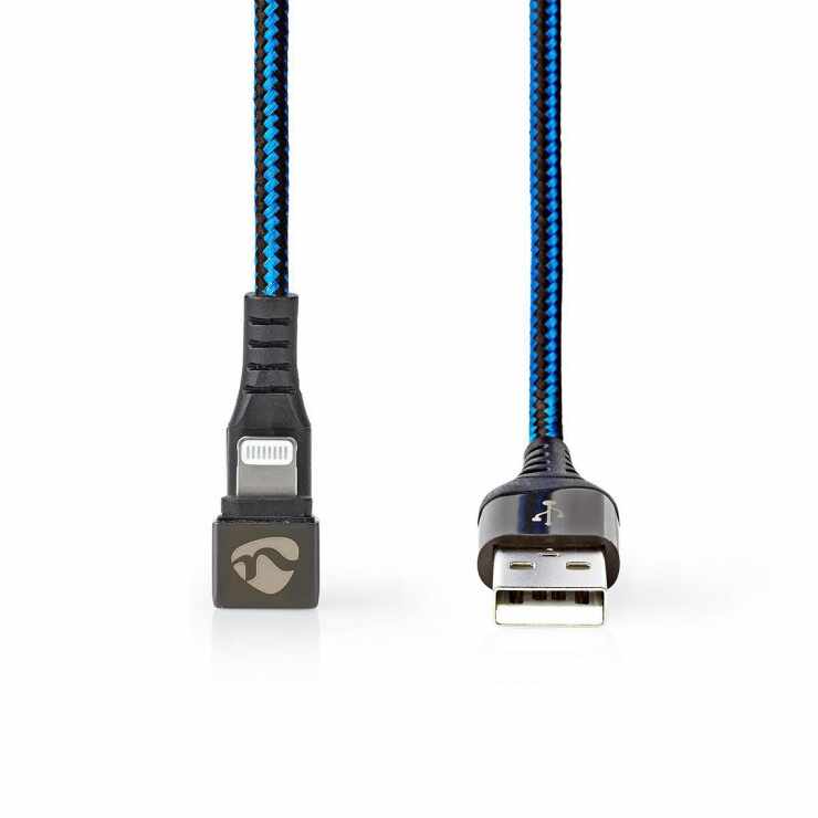 Cablu de date si incarcare USB-A la Apple Lightning MFI unghi 180 grade 2m, Nedis GCTB39300AL20
