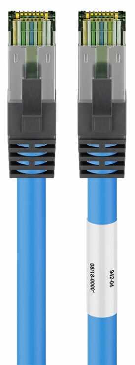 Cablu de retea CAT 8.1 S/FTP (PiMF) 1m Blue, Goobay G45659