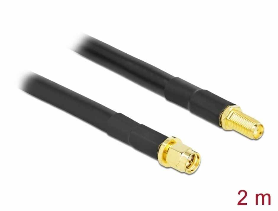 Cablu prelungitor antena SMA LMR/CFD300 T-M 2m low loss, Delock 90461