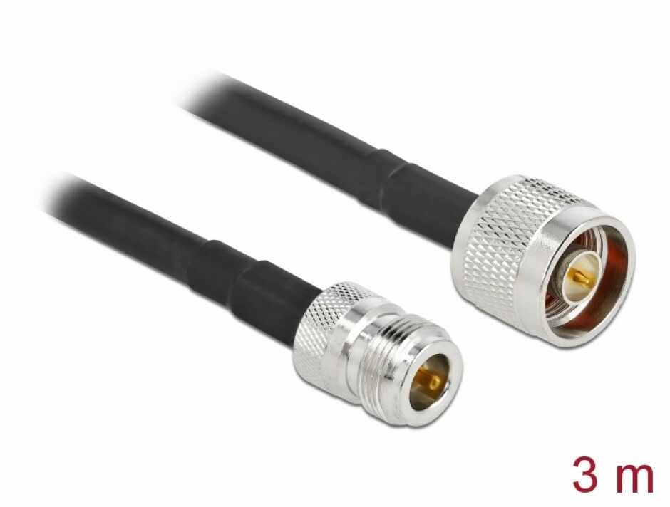 Cablu prelungitor N type LMR/CFD300 T-M 3m low loss, Delock 90457