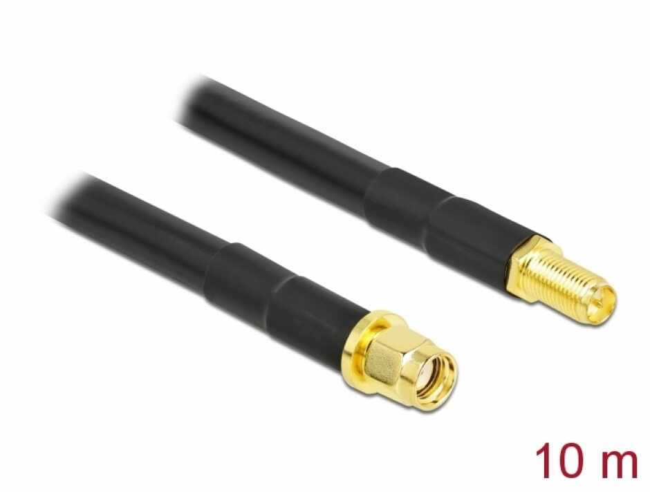 Cablu prelungitor RP-SMA LMR/CFD300 T-M 10m low loss, Delock 90446