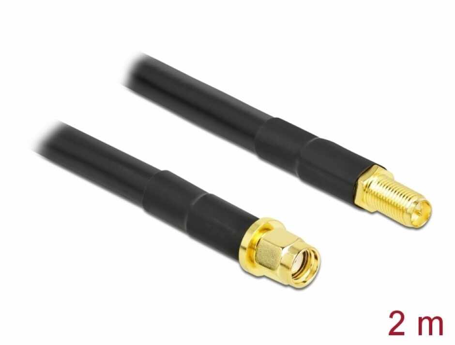 Cablu prelungitor RP-SMA LMR/CFD300 T-M 2m low loss, Delock 90464