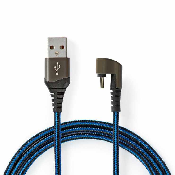 Cablu USB 2.0-A la USB-C unghi 180 grade 1m, Nedis GCTB60600BK10