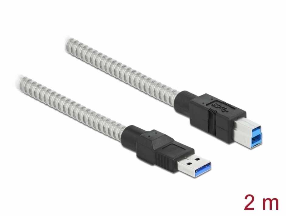 Cablu USB 3.2-A Gen 1 la USB-B T-T izolatie metalica 2m, Delock 86779