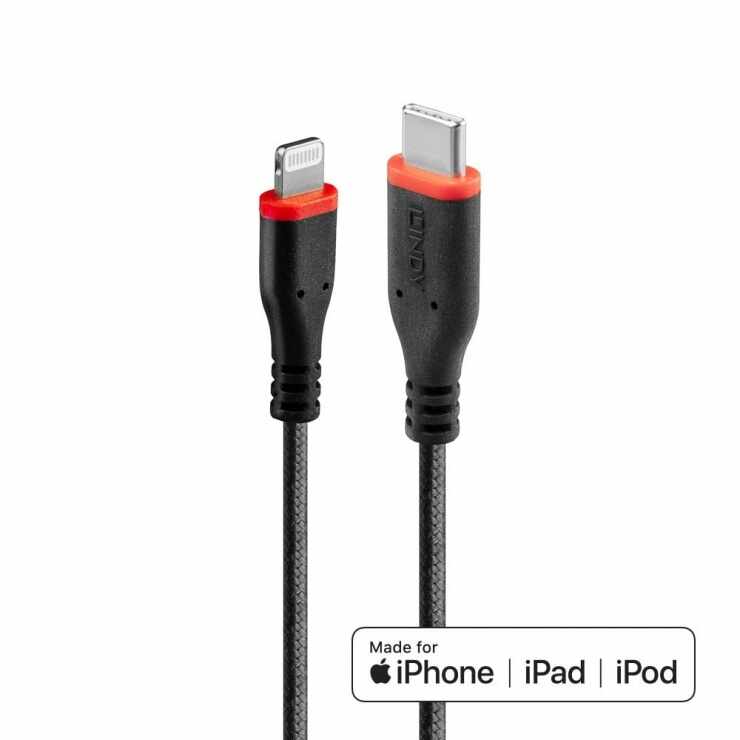 Cablu USB type C la Lightning T-T 1m rezistent, Lindy L31286