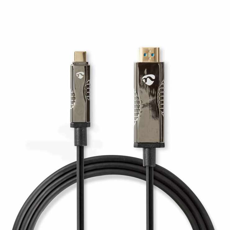 Cablu activ optic USB Type-C la HDMI T-T 5m, Nedis CCBG6410BK50 