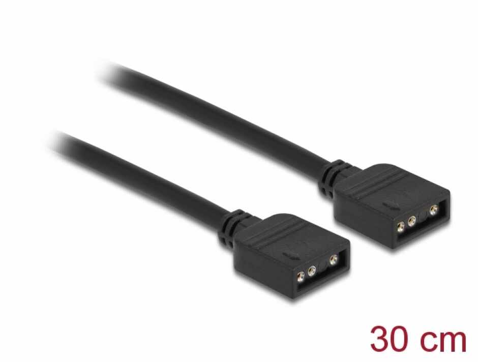 Cablu de conectare RGB cu 3 pini pentru iluminare LED 5V RGB 0.3m, Delock 86013