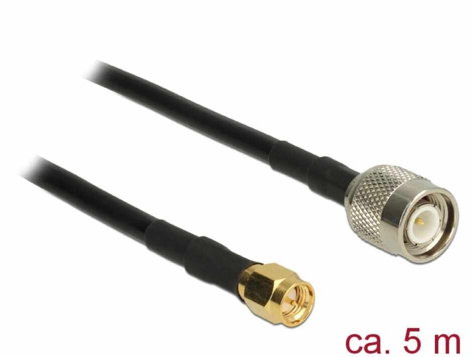 Cablu TNC Plug la SMA Plug CFD200 5m low loss, Delock 89505