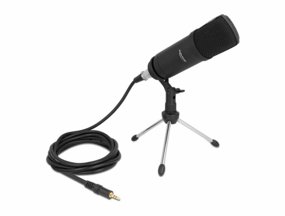 Microfon profesional pentru podcast/computer XLR/jack 3.5mm, Delock 66640