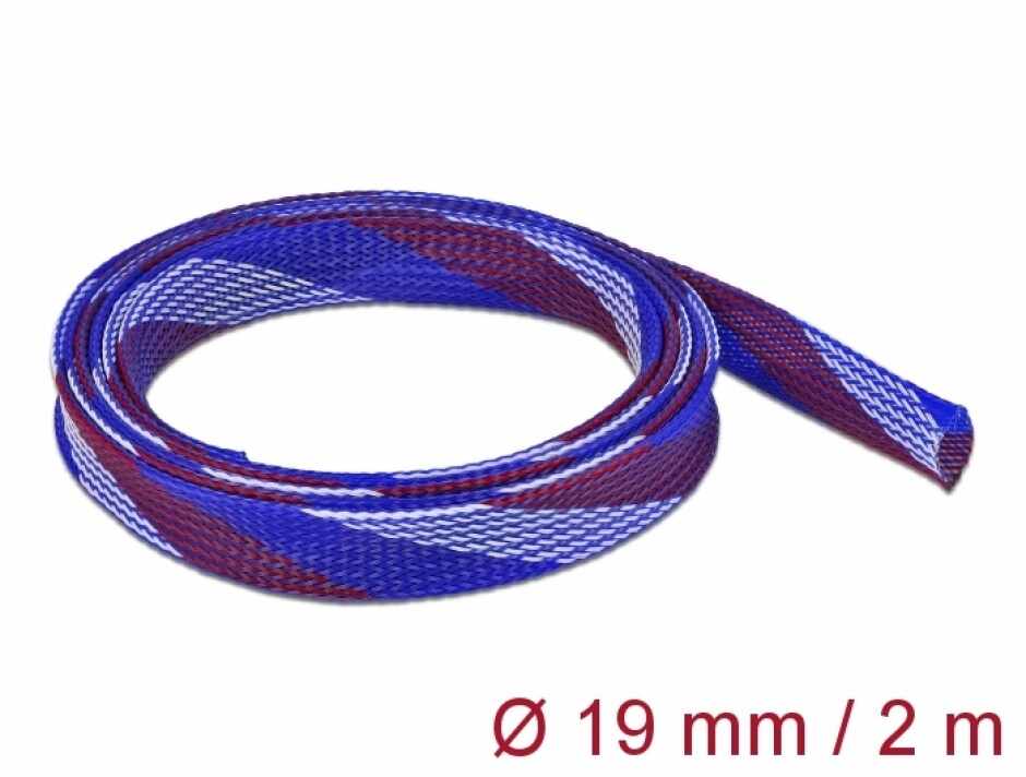 Organizator cabluri 2 m x 19 mm Albastru/Rosu/Alb, Delock 20746