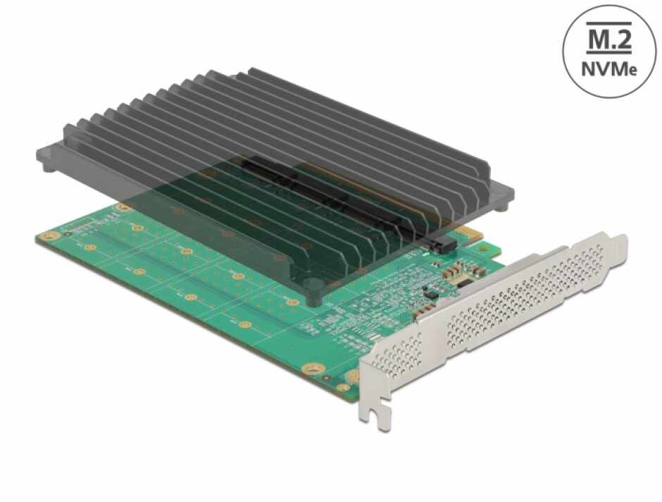 PCI Express cu 4 porturi NVMe M.2 Key M cu ventilator, Delock 90054