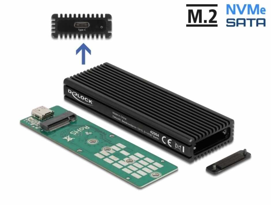 Rack extern combo USB type C pentru SSD M.2 PCIe/NVME sau SATA, Delock 42004